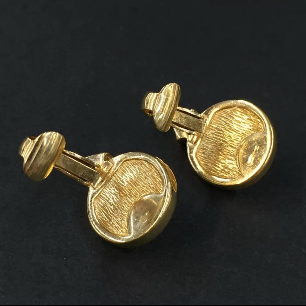 CHRISTIAN DIOR Pearl Rhinestone Gold Tone Earrings - Picture 6 of 8
